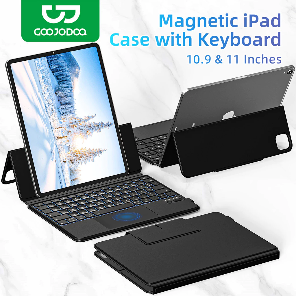 Hộp đựng từ tính GOOJODOQ có Bàn di chuột Màn hình LED Bluetooth 5.0 cho ipad