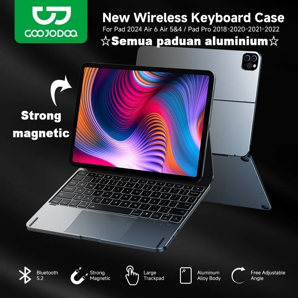 Bàn Phím Bluetooth GOOJODOQ Vỏ nhôm cho iPad Pro 11 Air 4/5/6 10.9 không đèn