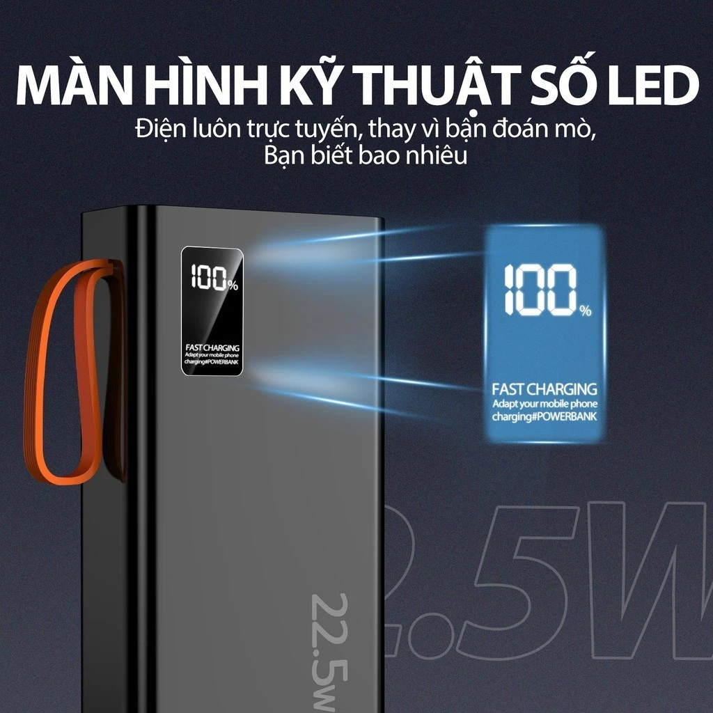 Sạc Dự Phòng Mini GOOJODOQ 20000mAh Sạc Nhanh 22.5W Có Cáp Sẵn - Image 3