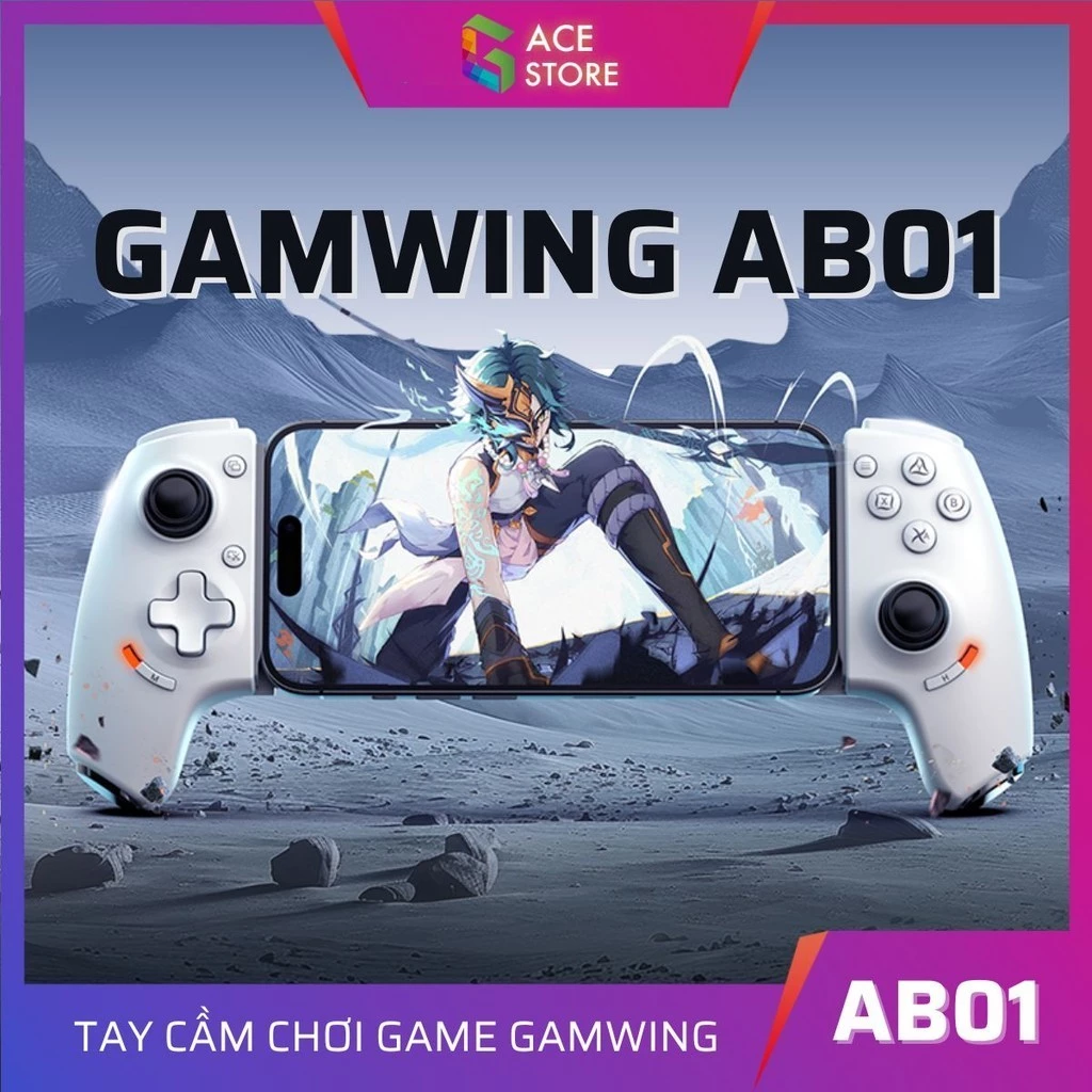 Tay cầm chơi game Gamwing AB01 hỗ trợ đa nền tảng tích hợp sạc nhanh và jack tai nghe 3.5mm