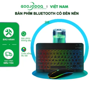 Bàn phím Bluetooth có đèn nền GOOJODOQ có đèn LED cho máy tính bảng iPad Android