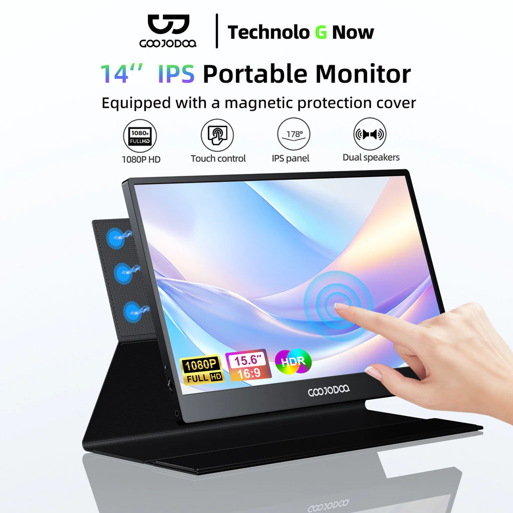 Goojodoq 14 inch màn hình mở rộng di động 2 trong 1 với màn hình cảm ứng gam màu 100%