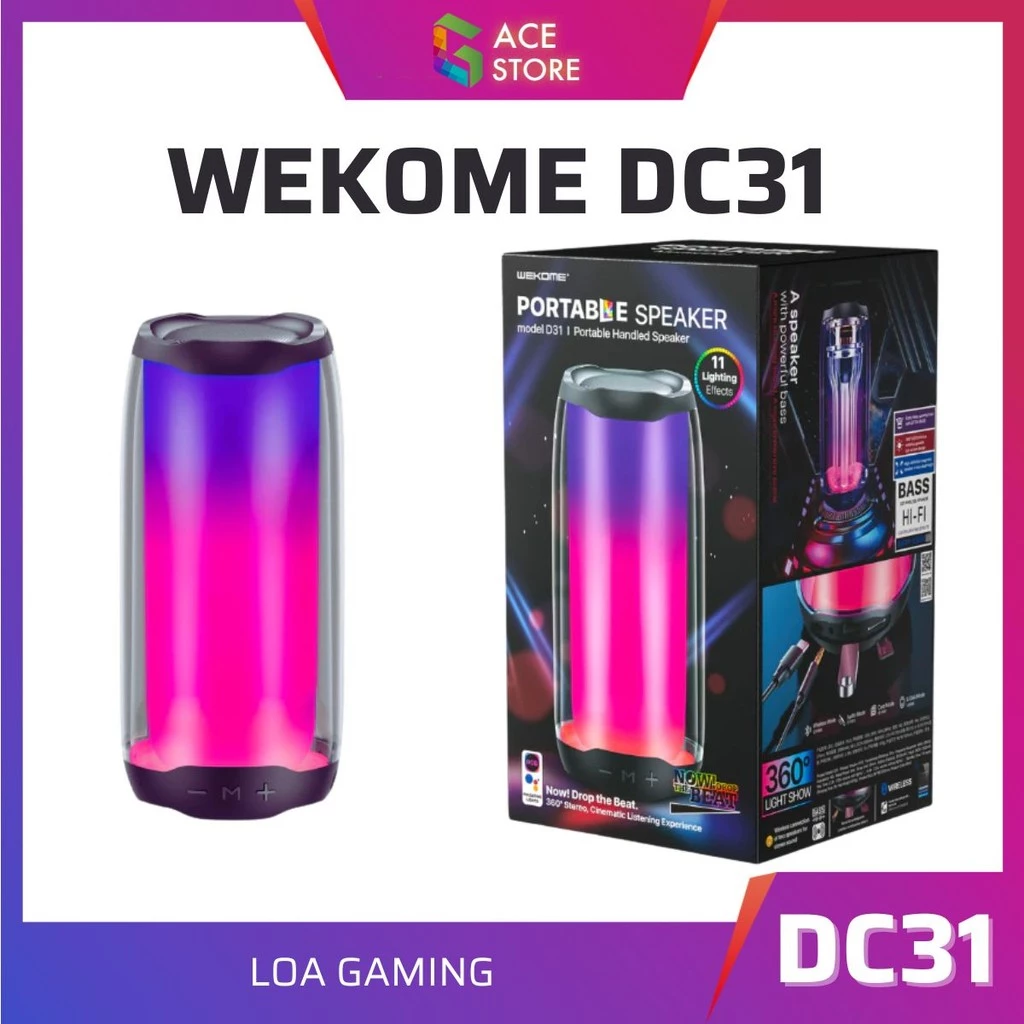 Loa bluetooth WEKOME DC31 - Âm siêu trầm Led RGB
