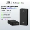Pin dự phòng GOOJODOQ 20000mAh, sạc nhanh USB, có đèn LED, công suất 22.5W, thích hợp cho điện thoại