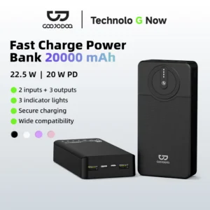 Pin dự phòng GOOJODOQ 20000mAh, sạc nhanh USB, có đèn LED, công suất 22.5W, thích hợp cho điện thoại