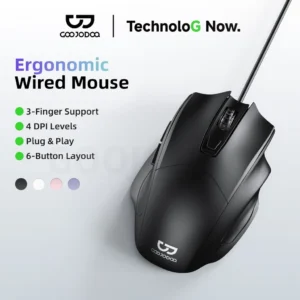 Chuột Có Dây GOOJODOQ 4 Nấc DPI, 6 Nút, Thiết Kế Êm Tay, Cắm USB Xài Liền