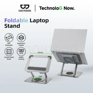 Giá Đỡ Laptop GOOJODOQ 360° Tản Nhiệt Tốt, Đặt Quạt Được, Chắc Chắn 10kg, Gấp Gọn
