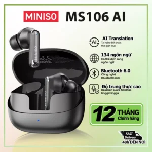 Miniso MS106 Tai nghe dịch không dây AI nghe nhét tai Tai nghe chơi game Chống nước IPX5 Âm thanh nổi HiFi