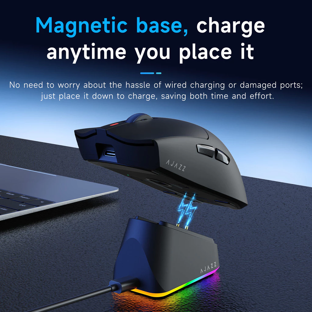 Chuột Gaming AJAZZ AJ139P V3 MC: 3 Mode, Cảm Biến PAW3311, Kèm Dock Sạc - Image 3