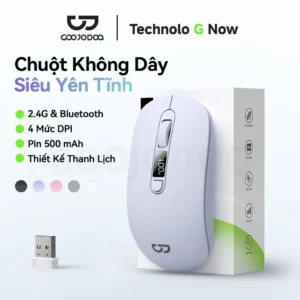 Chuột không dây tiện dụng GOOJODOQ, độ chính xác DPI 4 cấp, màn hình kỹ thuật số không gây tiếng ồn, chế độ sạc kép.
