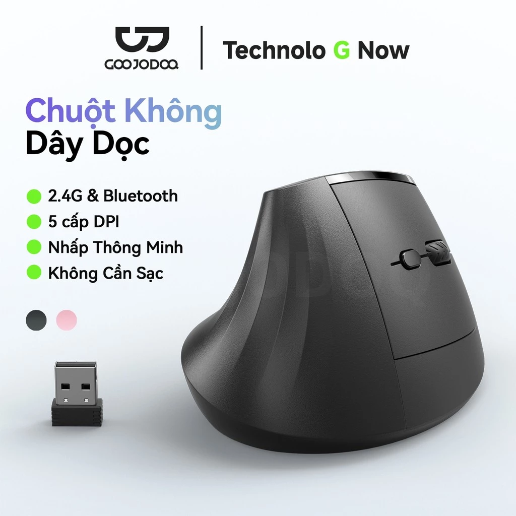 Chuột không dây Bluetooth Goojodoq, chế độ kép 2.4G, DPI 5 cấp, khả năng tương thích rộng rãi