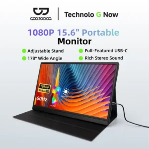 Màn hình di động GOOJODOQ có độ phân giải Full HD 1080P, ba chế độ linh hoạt,chân đế 90° và khả năng tương thích mạnh mẽ