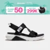 Giày Sandals Unisex Shondo F7 Racing Đế Trắng Phối Đen Quai Đen F7R0010