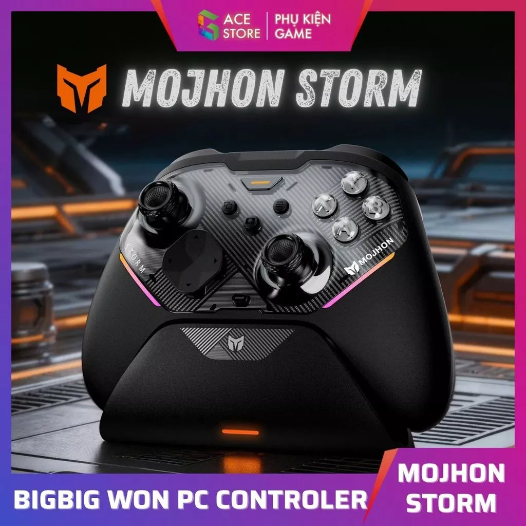 TAY CẦM MOJHON STORM – STORM 2.4G 2000Hz | TMR JOYSTICK | HALL TRIGGER | RGB | DOCK SẠC
