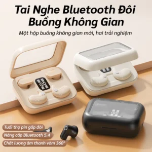 Tai nghe nửa tai Màn hình LED không dây Bluetooth Cảm ứng vân tay Âm thanh HiFi Tương thích với iOS và Android