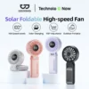 Quạt Goojodoq 4000mAh tốc độ cao Năng lượng mặt trời Quạt cầm tay Turbo100 Gear Wind có thể gập lại