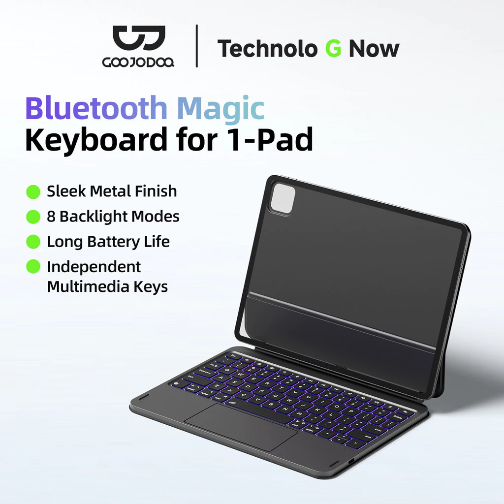 Bàn phím Bluetooth GOOJODOQ có bản lề phẳng và lực nâng từ tính mạnh mẽ dành cho iPad Pro 11/12.9 Tuổi thọ pin cực dài