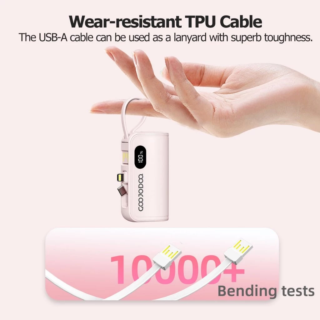 Pin Sạc Dự Phòng Mini GOOJODOQ 5000mAh - 2 Đầu Type-C & Lightning - Image 3