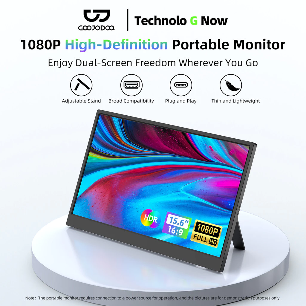 Màn hình di động GOOJODOQ 15,6 inch, độ phân giải FHD 1920x1080, 4 chế độ hiển thị linh hoạt, góc nhìn có thể điều chỉnh