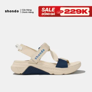 Giày Sandal Nam Nữ Shondo F7R Đế Phylon Cao 5cm Be Phối Xanh Dương F7R2530