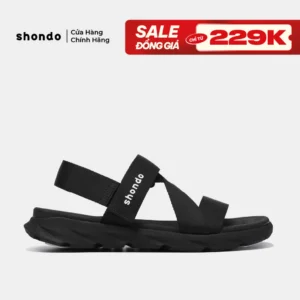 Giày Sandals Nam Nữ Cao Cấp Unisex Êm Chân Quai Liền Shondo F6 Sport Đen F6S1111