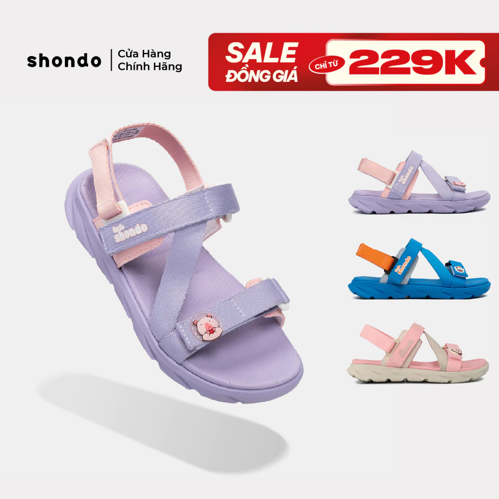 Giày Sandal Trẻ Em Little 6 Tem Khủng Long Thoải Mái, Siêu Nhẹ Shondo Nhiều Màu