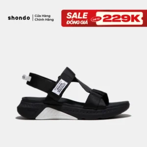 Giày Sandal Nam Nữ Shondo F7R Quai Chéo Thể Thao Đen Phối Trắng Quai Đen F7R1010