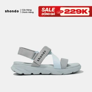 Giày Sandals Nam Nữ Shondo F6 Sport Đế Xám Phối Quai Xanh Da Trời F6S2030
