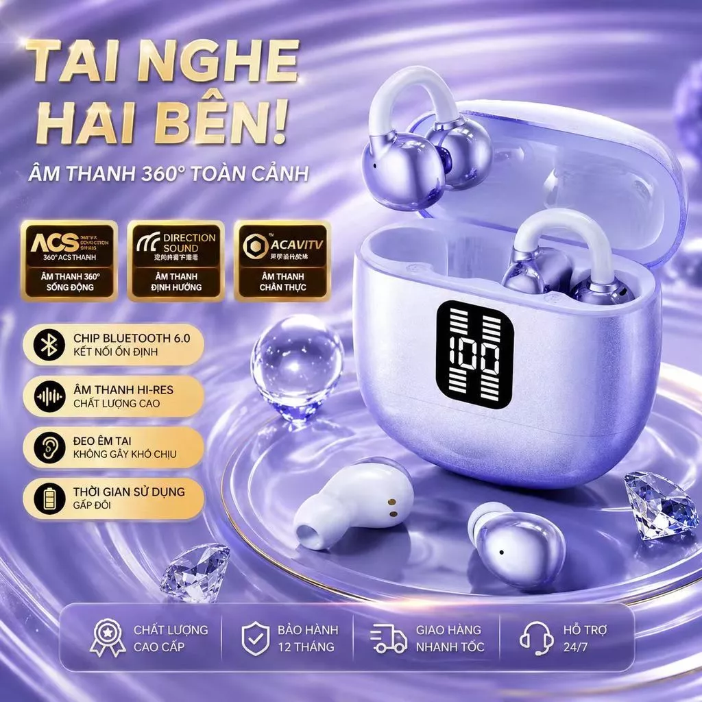 Tai nghe Bluetooth không dây TWS có khả năng khử tiếng ồn minh 360 ° Micrô tích hợp âm thanh không gian ACS hỗ trợ nhiều hệ thống điện thoại di động