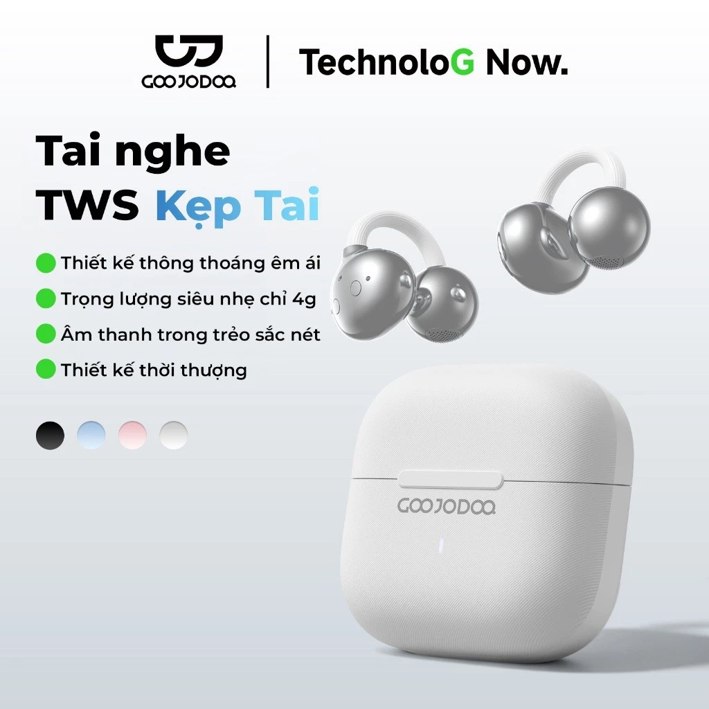 Tai Nghe Dạng Kẹp GOOJODOQ Siêu Nhẹ 4g, Không Đau Tai, Bluetooth 5.3, Thích hợp cho thể thao