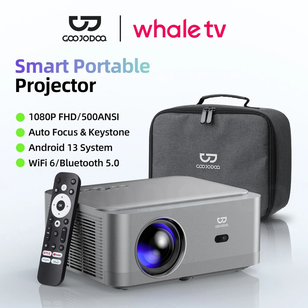 Máy chiếu GOOJODOQ Netflix 4K không dây Full HD 1080p 600 Lumens Tự động Keystone Băng tần kép WiFi 6 Văn phòng tại nhà