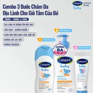 Combo Dầu massage dưỡng ẩm 200ml & Sữa tắm gội hoa cúc hữu cơ 400ML & Kem dưỡng ẩm và làm dịu 100G