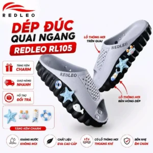 (RL105) Dép Quai Ngang Nam Nữ REDLEO CÓ LỖ THÔNG HƠI THOÁNG KHÍ - Đúc EVA Nguyên Khối Siêu Nhẹ Mềm Êm Chống Thấm Nước