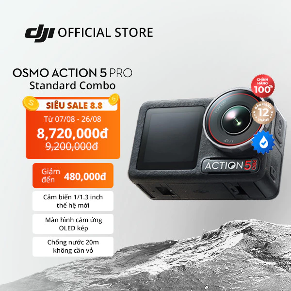 Camera hành động DJI Osmo Action 5 Pro máy quay hành trình 4K 120fps, chế độ màu HLG, quay đêm rõ nét (DJI OA 5 Pro)