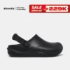 Dép Sục Unisex Shondo Clog Suke Nhựa Đúc Đi Mưa Tiện Lợi Đế Cao 4cm Màu Đen SUK1010