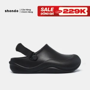 Dép Sục Unisex Shondo Clog Suke Nhựa Đúc Đi Mưa Tiện Lợi Đế Cao 4cm Màu Đen SUK1010