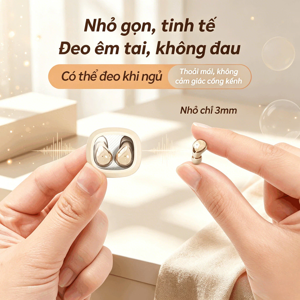 Tai nghe Micro Bluetooth không dây TWS dễ mang theo âm thanh không mất mát Giảm tiếng ồn minh tương thích với hệ thống Android và Apple