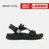 Giày Sandal Nam Nữ Shondo Êm Chân, Bền F8 Full Đen Ver.2 F8M1112