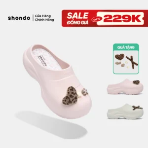 Dép Sục Mule Chic Nữ Shondo Bít Mũi Da Báo Đính Nơ Nhiều Màu