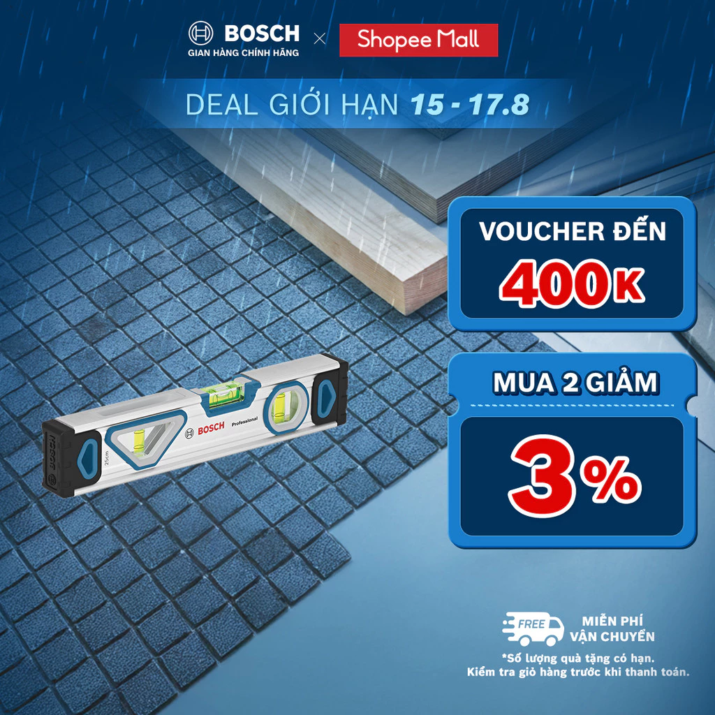 Thước Thủy 25 Cm/ 60 Cm/ 120 Cm Bosch – Nhỏ Gọn, Chính Xác Tối Ưu, Chuẩn Đức