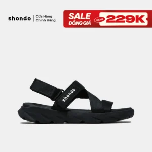 Giày Sandals Nam Nữ Unisex Êm Chân Shondo F6 Sport Đen Full F6S301