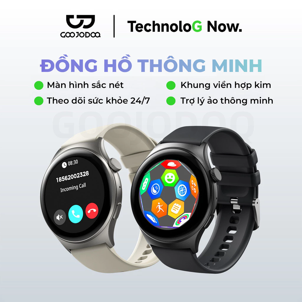 Đồng Hồ Thông Minh GOOJODOQ Vỏ Nhôm Nhẹ, 120+ Chế Độ Thể Thao, IP68 Chống Nước, Nghe Gọi Bluetooth