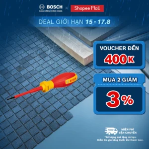 Tua Vít Cách Điện VDE Đầu Dẹt SL2.5/ 3.5/ 4.5/ 5.5/ 6.5 Bosch – Tinh Tế, An Toàn, Chuẩn Đức