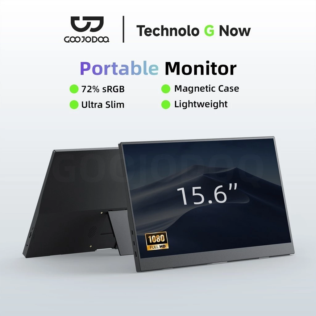 Màn Hình Di Động GOOJODOQ 1080P Full HD – 15.6 Inch, 60Hz FreeSync, USB-C/HDMI, Loa Tích Hợp, Chân Đế Gập, Cực Mỏng Nhẹ