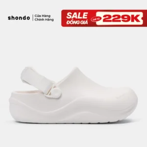 Dép Sục Unisex Shondo Clog Suke Ver 2 Nhựa Đúc Nguyên Khối Đế Cao 4cm Hack Dáng Kèm Charm Ngẫu Nhiên Màu Trắng SUK0000