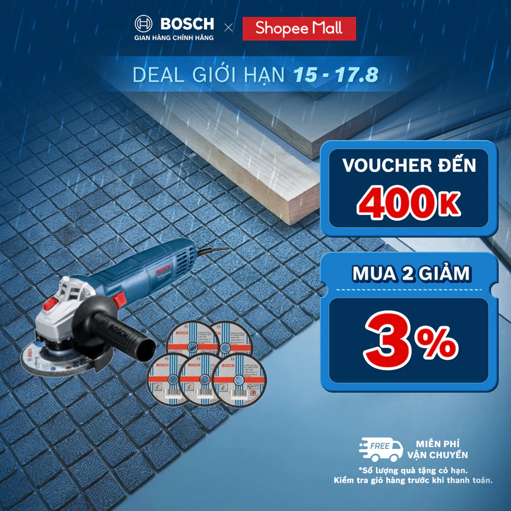 Máy mài góc GWS 700 - Tặng kèm 5 Đá cắt Bosch 100x1.2x16mm (sắt) chất lượng chuẩn Đức
