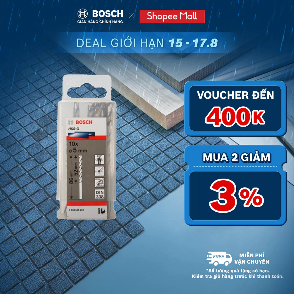 Mũi khoan sắt Bosch HSS-G chính xác cao