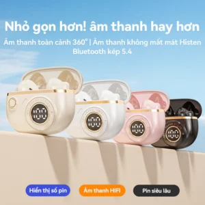 Tai nghe ngủ miniTWS Bluetooth không dây 5.4 trong tai Micro mềm tích hợp độ sâu âm trầm thấp 360 ° Cuộc gọi ACS phổ thông trên hệ thống Android và Apple