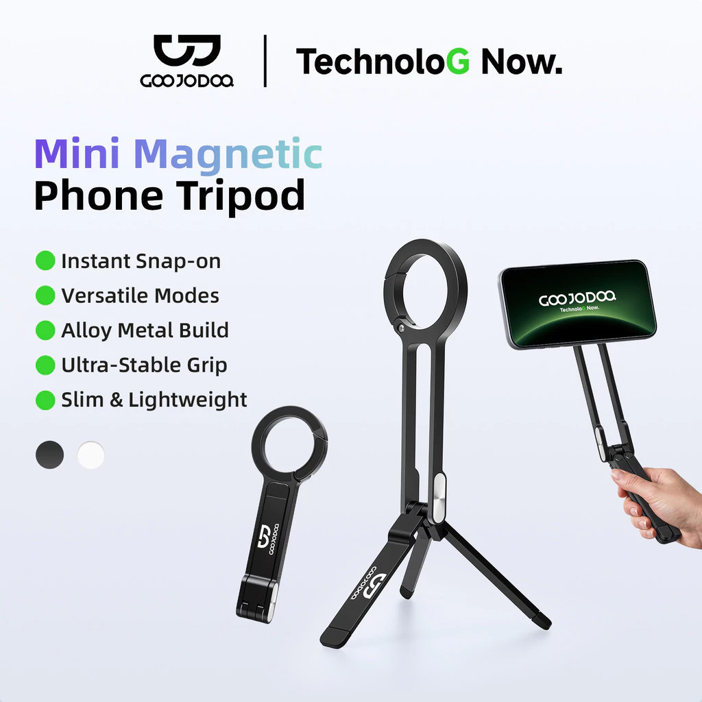 Giá đỡ điện thoại từ tính bằng hợp kim nhôm GOOJODOQ, kẹp di động, có thể gập lại theo bốn chế độ
