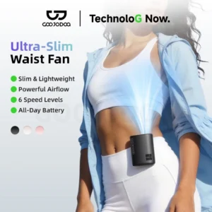 GOOJODOQ 3000mAh Quạt Đeo Hông Turbo 8m/s,Sạc Type-C, Màn Hình Số, 6 Cấp Gió, Dây Đeo Cổ